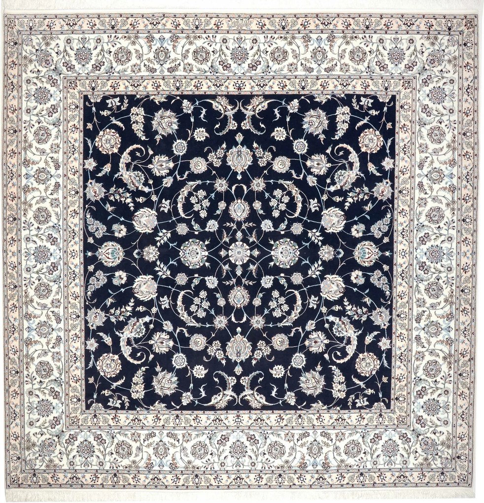 Nain Tappeto persiano 260 x 260 Blu (Iran) Annodato A Mano