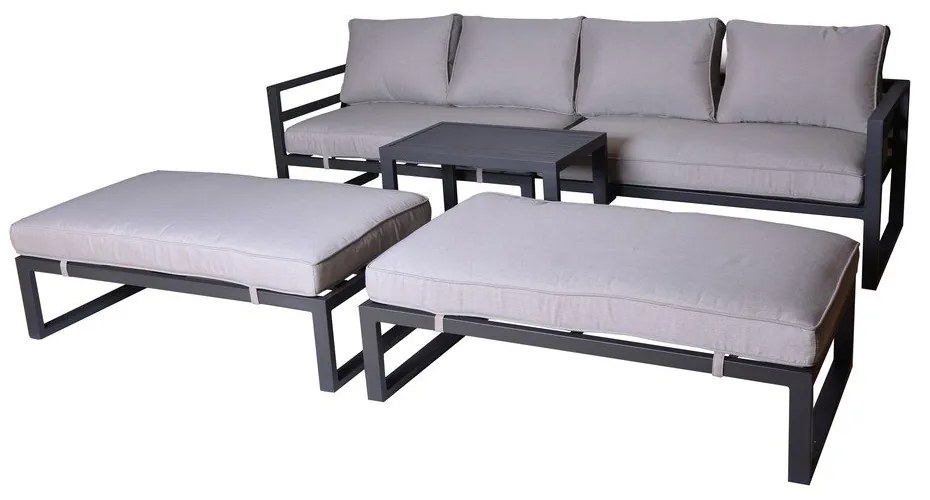 Set da giardino grigio/beige in metallo per 8 persone Portland – Rojaplast