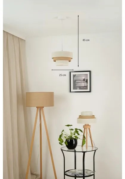 Brilagi - Lampadario a cavo DENVER LUNETA 1xE27/15W/230V Ø25 beige/marrone/crema