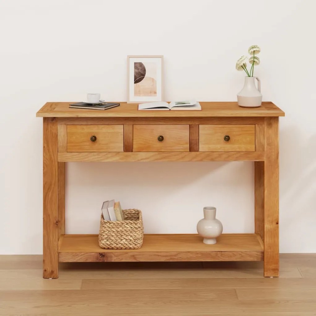 Tavolo Consolle 110x35x75 Cm İn Legno Massello Di Rovere /
