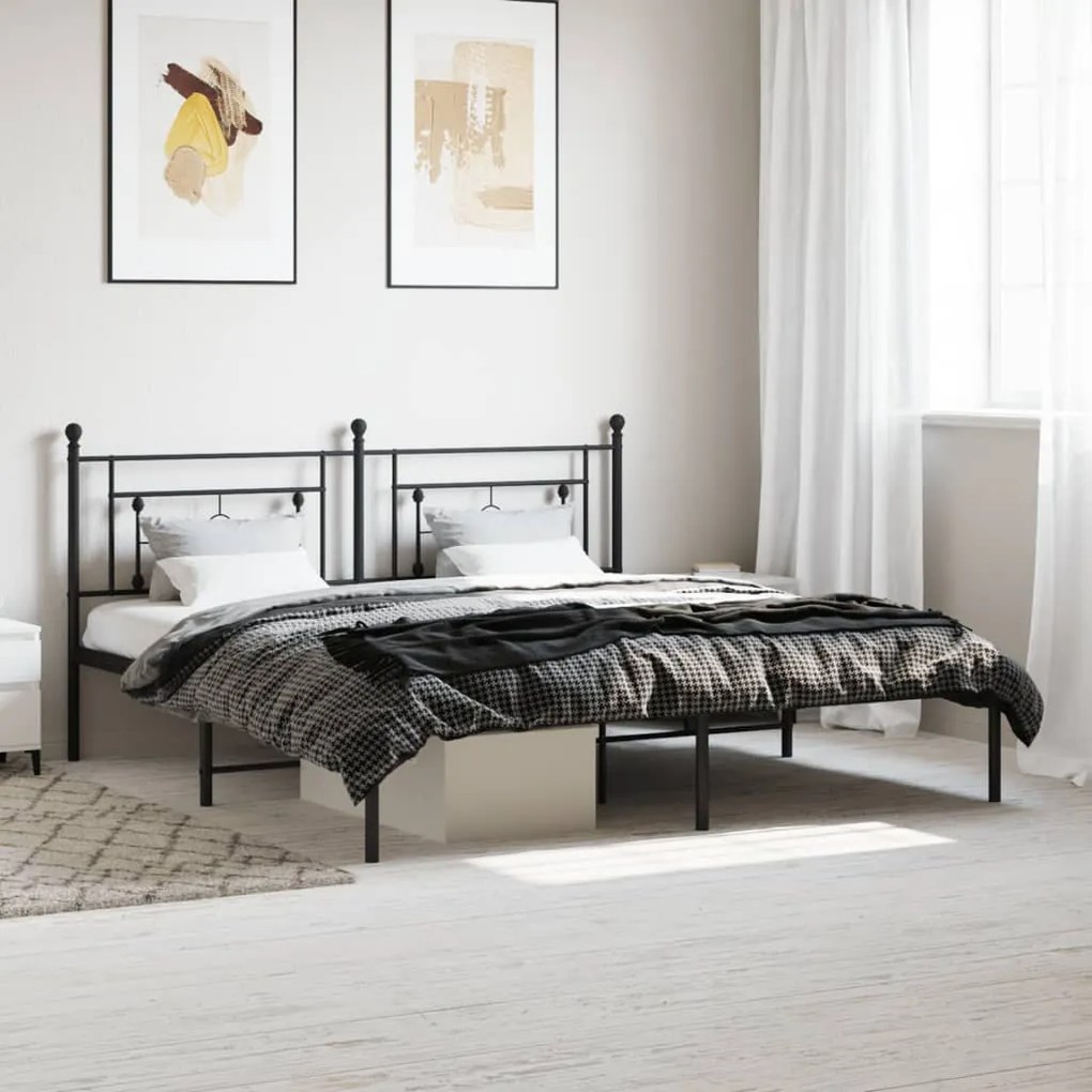 Giroletto Con Testiera İn Metallo Nero 180x200 Cm /