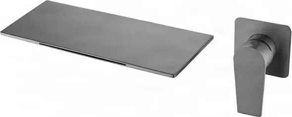 Rubinetto da parete per lavabo ELITE EDITION BSW1722 con LED e getto a cascata, in più finiture tra cui oro spazzolato e nero opaco — Grigio gunmetal