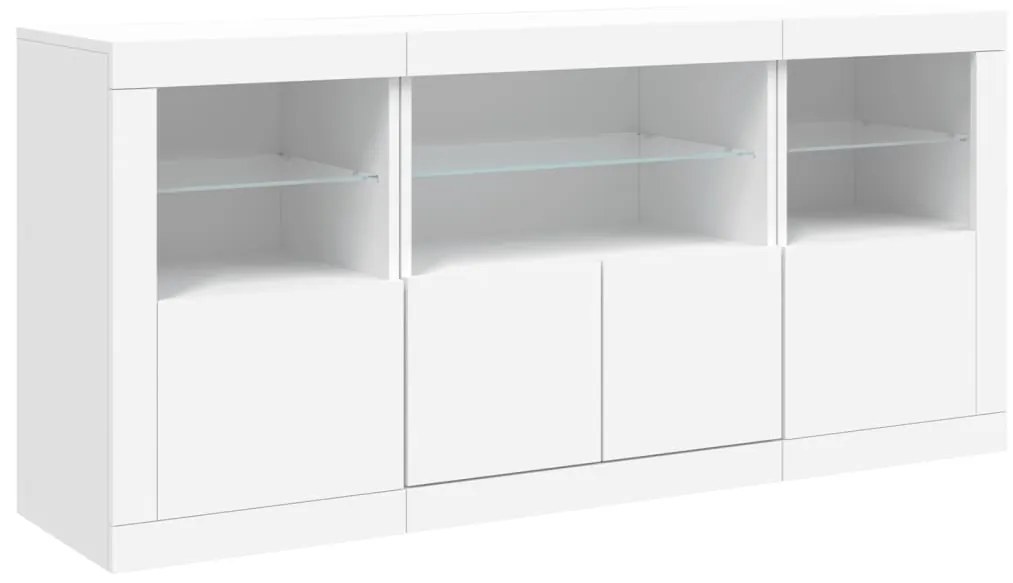 Credenza con luci led bianca 142,5x37x67 cm