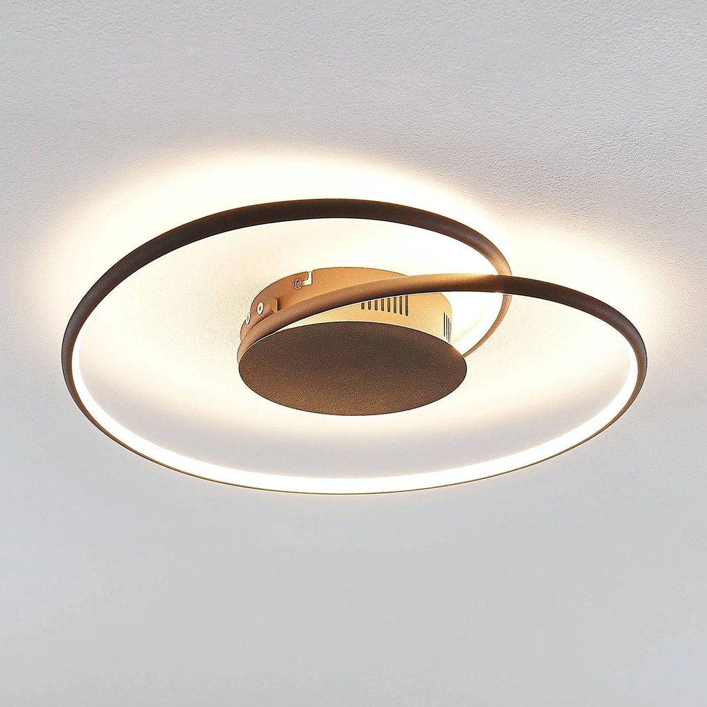 Lindby plafoniera LED Joline, Ø 45 cm, marrone ruggine, metallo