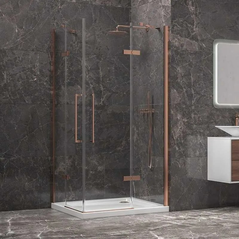 Kamalu - Box doccia 80x80 colore oro rosa battente | KT1000GR