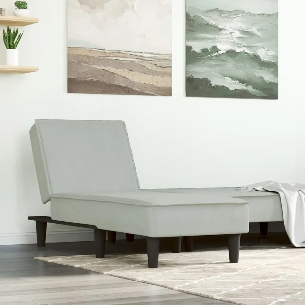 Chaise Longue İn Velluto Grigio Chiaro /
