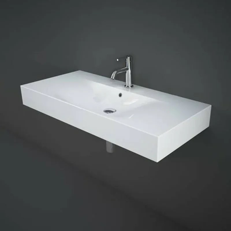 Lavabo sospeso 100cm in ceramica bianca Rak Des