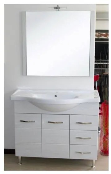 Mobile bagno 105 cm con lavabo e specchio bianco portuna - Antonella 16969