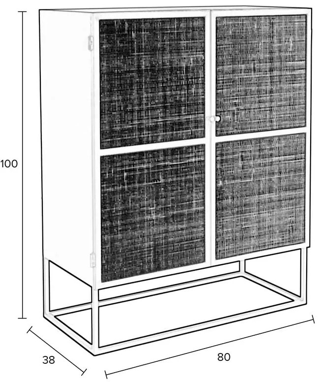 Cassettiera alta in rattan nero 80x100 cm Guuji - White Label