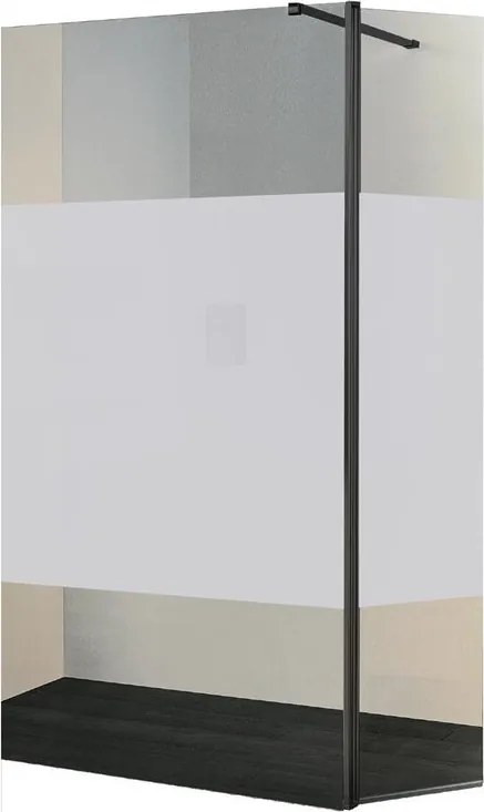 Deflettore walk-in Wens L 40 X H 200 cm, vetro serigrafato 6 mm, profilo nero opaco