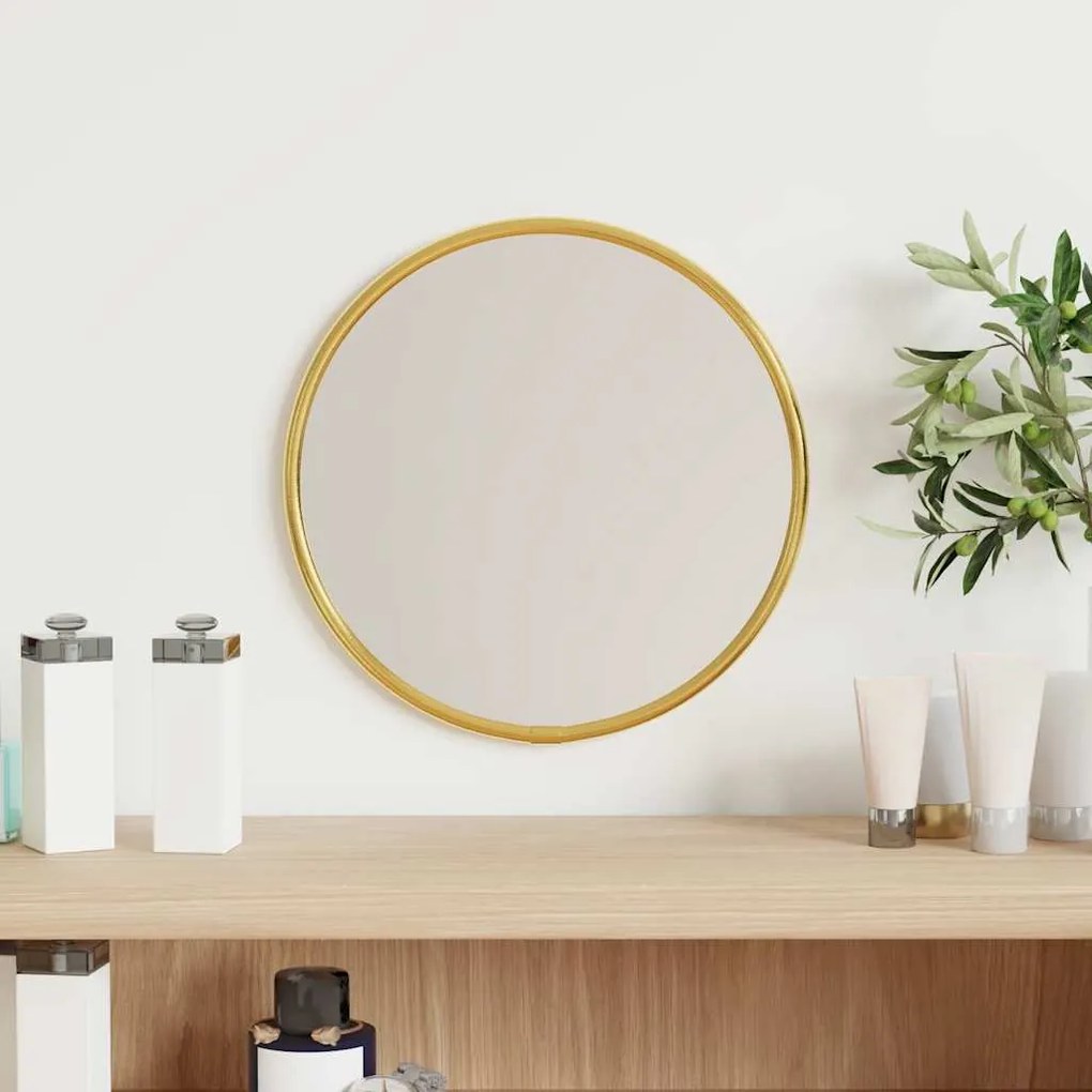 Specchio da Parete Rotondo con Cornice Elegante per Arredamento Interni, Ø 20 cm / Oro