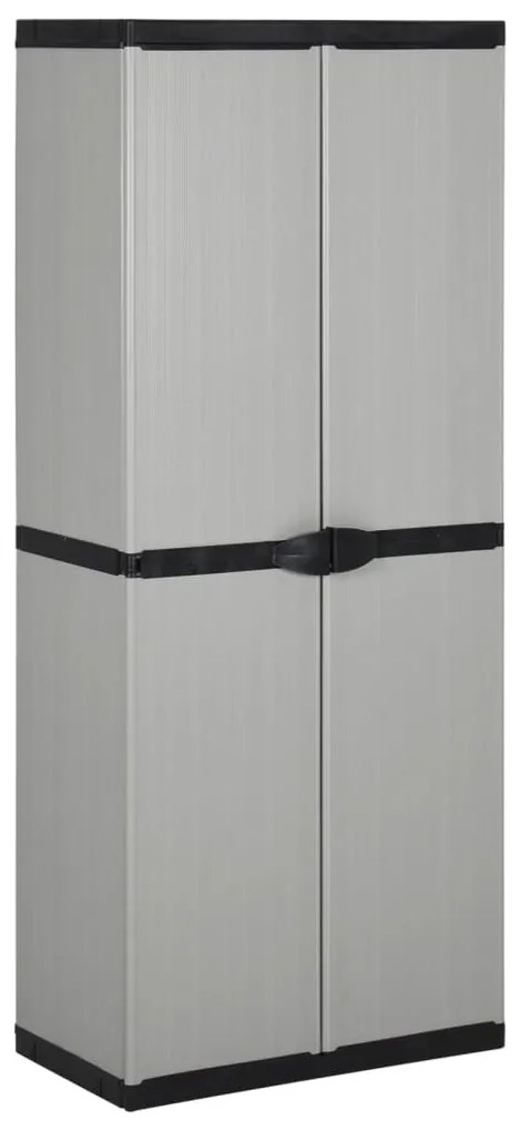 Armadietto Da Giardino Con 3 Ripiani Grigio E Nero 68x40x168 Cm /