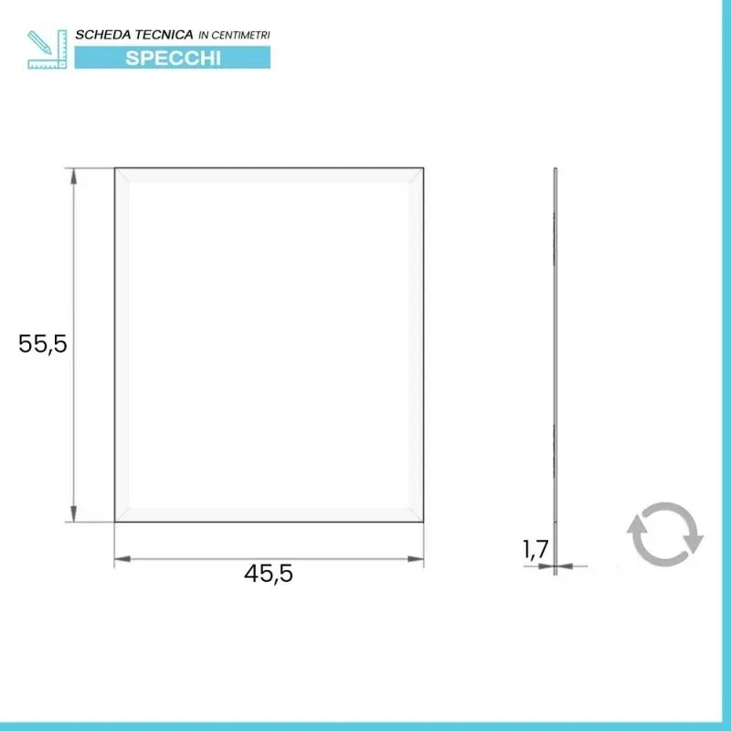 Specchio bagno 46x56 cm cornice bianca e installazione reversibile