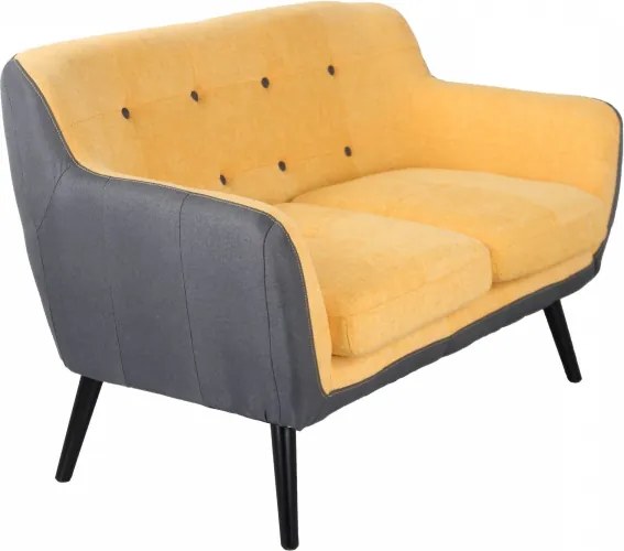 Divano 2 posti 130 cm - tessuto Ocra imbottito ELLEN