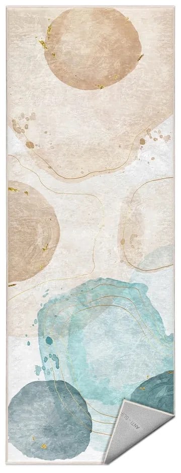 Passatoia color crema/turchese lavabile 80x200 cm Puddle – Mila Home