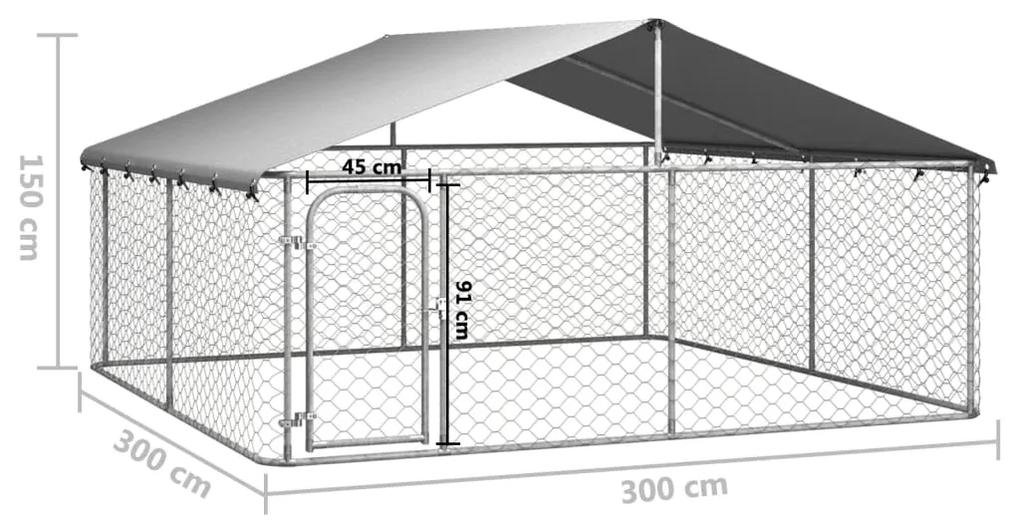 Gabbia per cani da esterno con tetto 300x300x150 cm