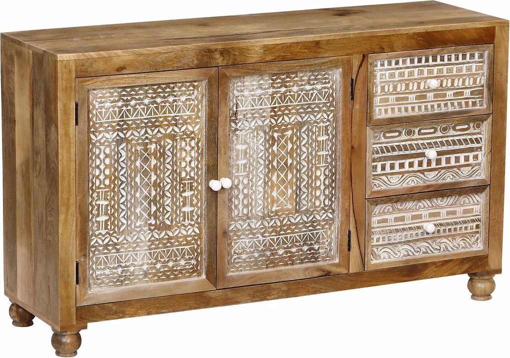 VIGGO - mobile in legno di mango con 2 ante e 3 cassetti