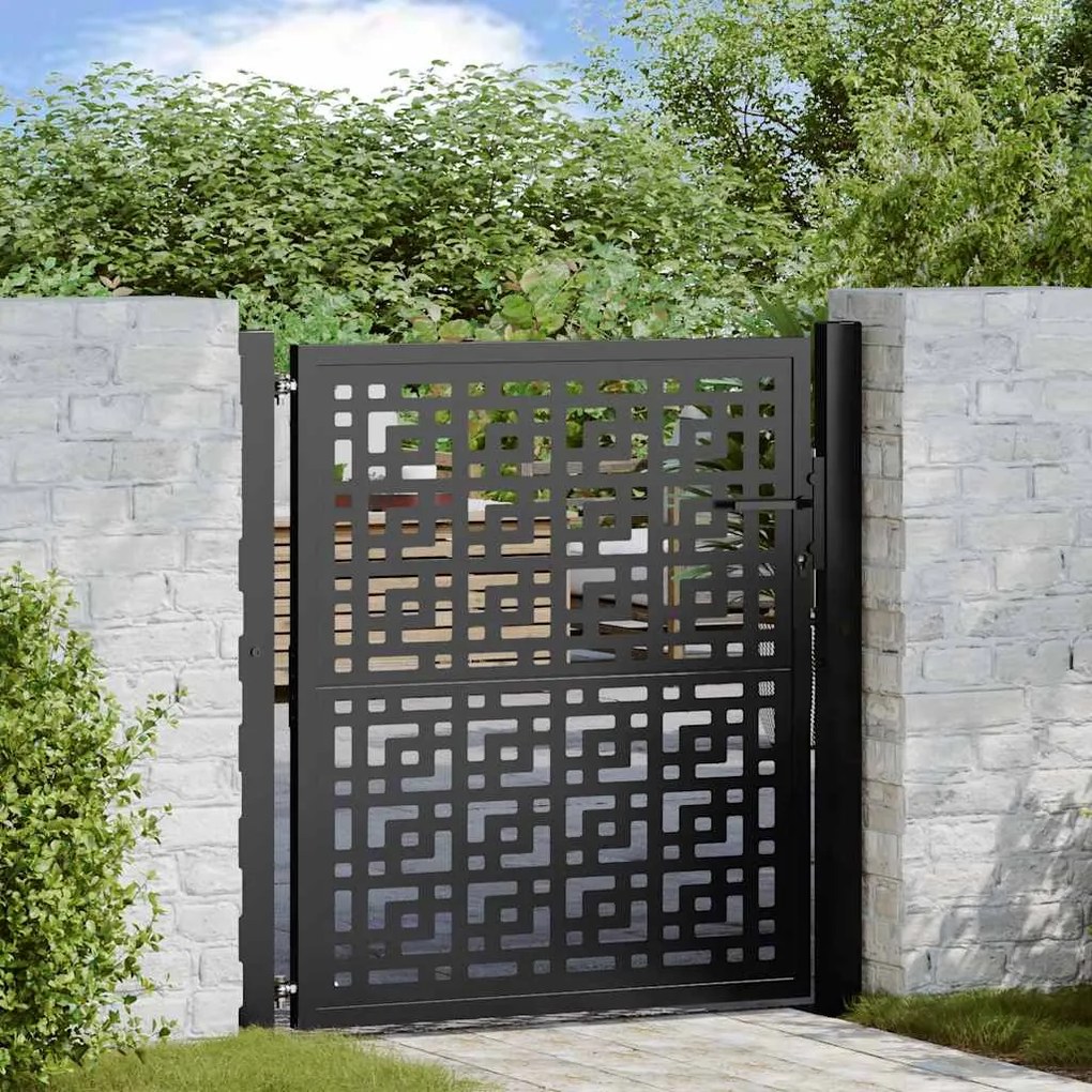 Cancello Giardino Nero 105x106 Cm İn Acciaio Design A Croce /