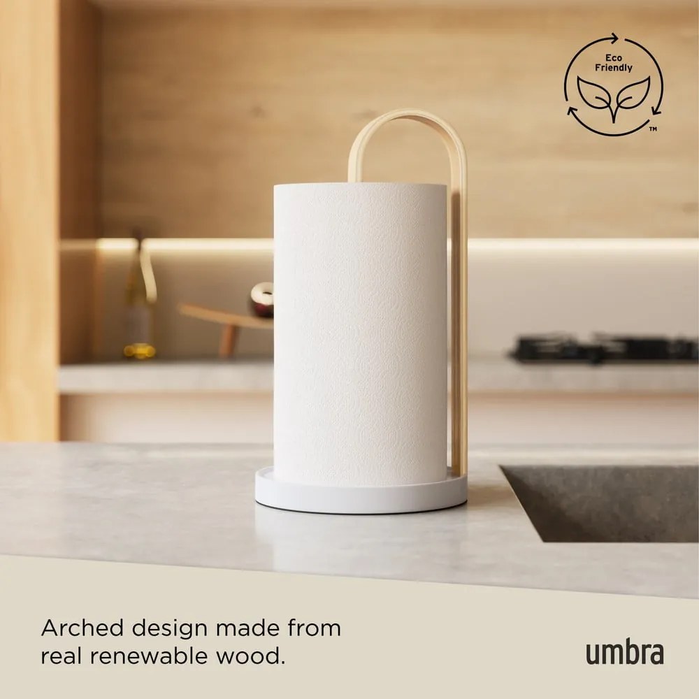 Portarotolo da cucina verticale in legno bianco ø 17 cm Bellwood – Umbra