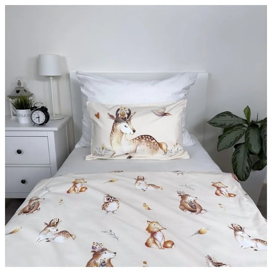Set copripiumino e federa da bambini beige in cotone per culla 100x135 cm Animals "Woodland" – Jerry Fabrics