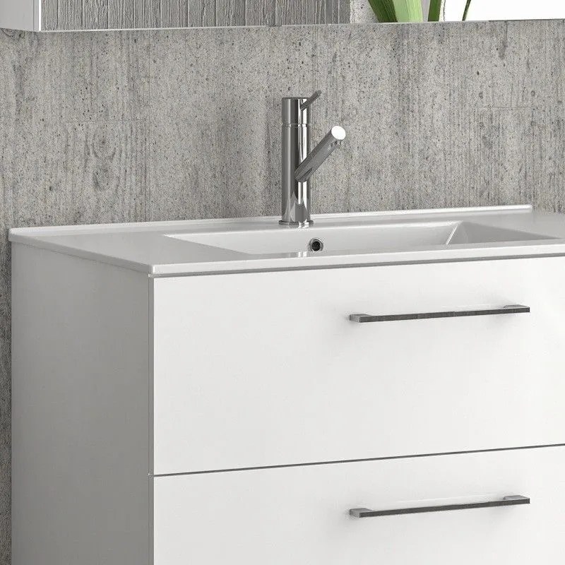 Kamalu - mobile bagno sospeso 80cm con lavabo incasso e due cassetti el-80l