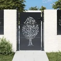 Cancello Giardino Antracite 105x155 cm in Acciaio Design Albero 153157