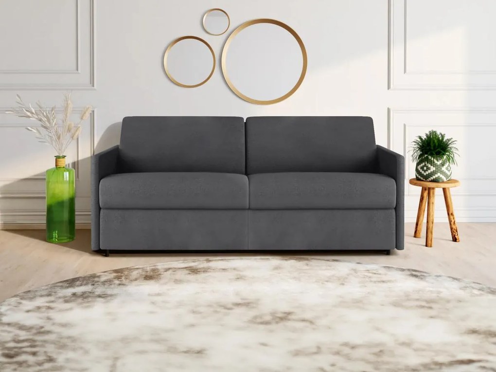 Divano letto 4 posti a ribalta in Tessuto Grigio - Larghezza Materasso 160 cm - Spessore 22 cm - CALIFE