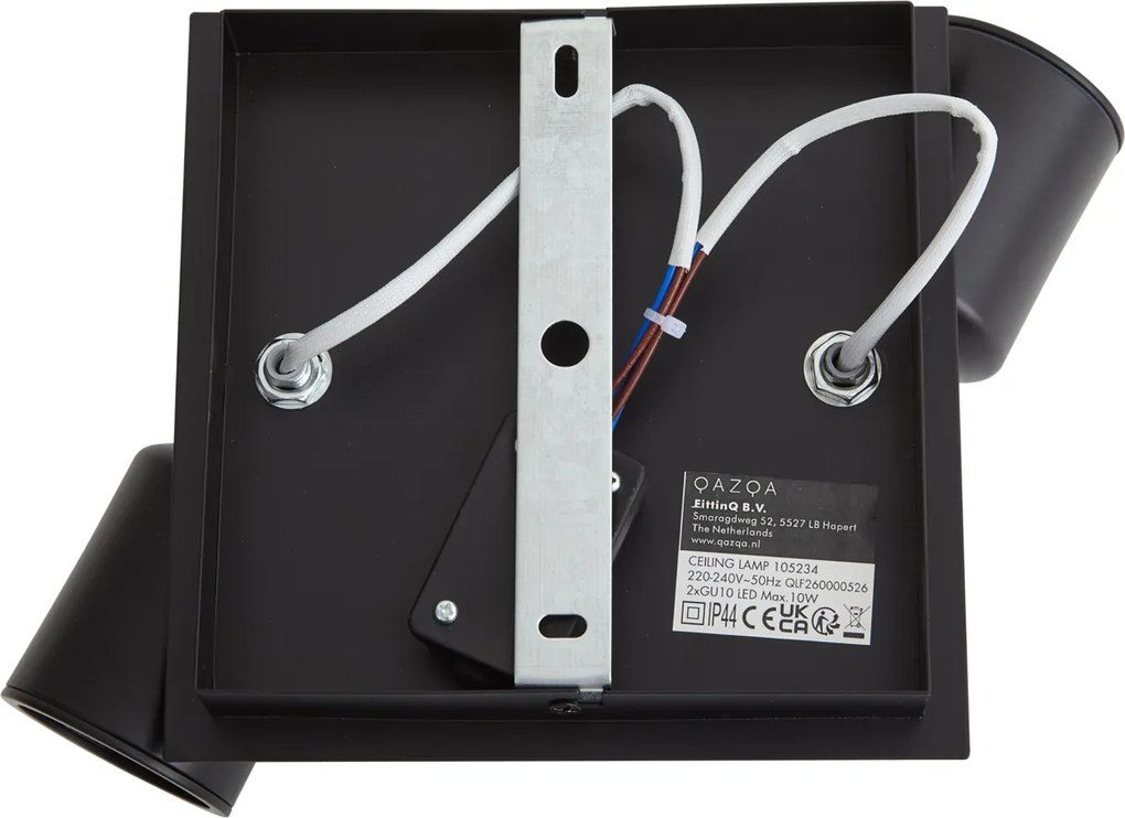 Faretto da bagno moderno nero quadrato 2 luci IP44 - Ducha