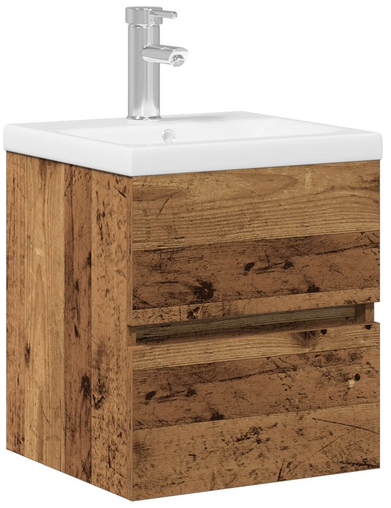 Mobile per lavandino con lavabo integrato in legno ingegnerizzato nero, mobile per lavandino in legno antico 41x38,5x45 cm legno ingegnerizzato
