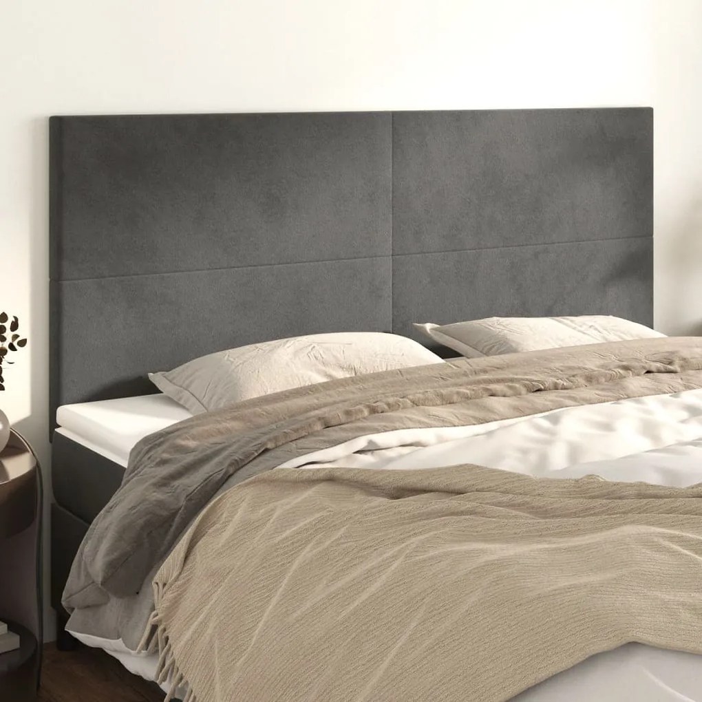 Testiere 4 Pz Grigio Scuro 100x5x78/88 Cm İn Velluto /