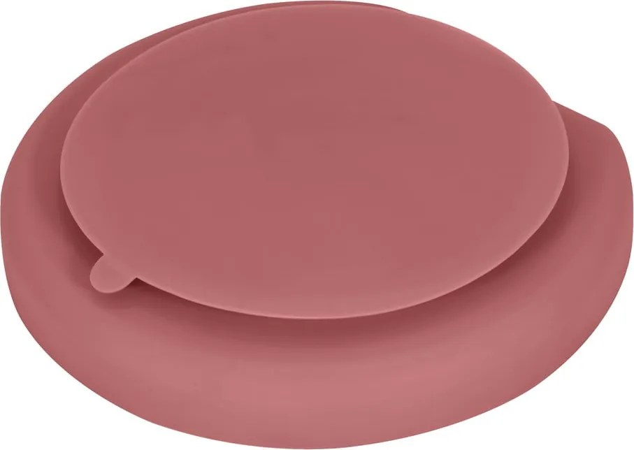 Piatto per bambini in silicone color mattone 19x20,5 cm Dusky Pink - Kindsgut