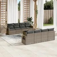 Set Divano da Giardino 9 pz con Cuscini Grigio in Polyrattan 3252287