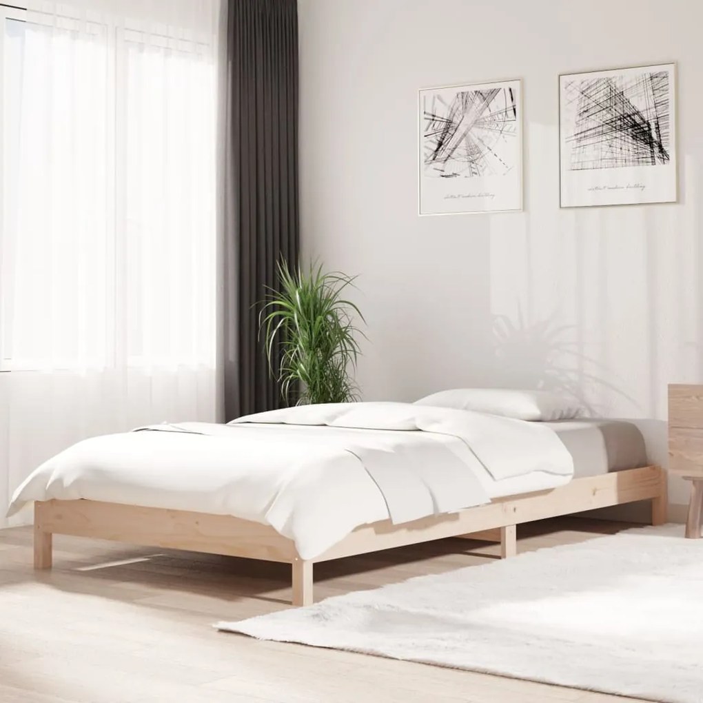 Letto Impilabile 100x200cm İn Legno Massello Di Pino /