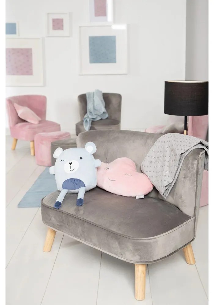Divano per bambini in velluto grigio chiaro 70 cm Lil Sofa - Roba
