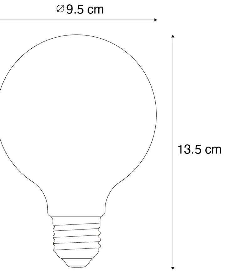 Set di 5 lampadine LED E27 dimmerabili G95 5W 450 lm 2700K