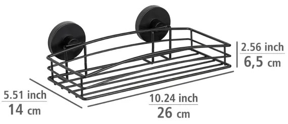 WENKO 24732100 - Mensola VACUUM-LOC rotonda nera 26 x 14 cm