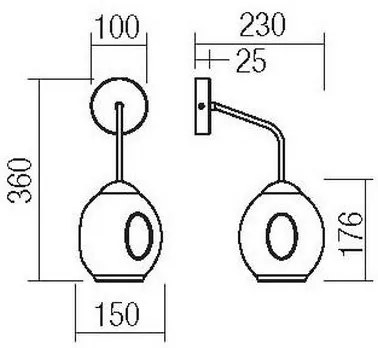 Redo 01-2618 - Applique PIERCE 1xE27/42W/230V nero/fumé