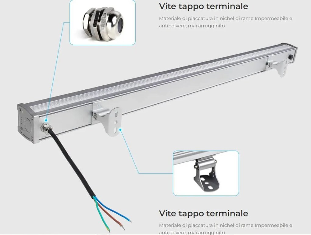 Wallwasher illuminazione Radente 24W 220V IP66 RGB+CCT - RF 24 GHz Colore RGB+CCT
