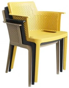 Poltrona Cathy - Poltrona impilabile in polipropilene - Dimensioni: 60x58x76.5cm, Tortora