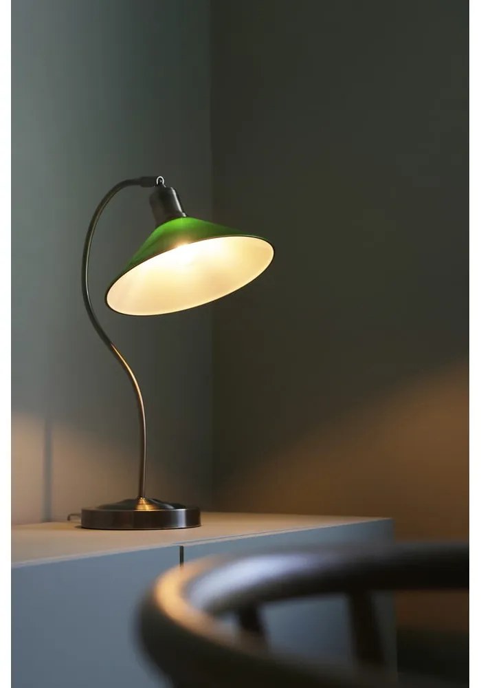 Lampada da tavolo verde e color ottone con paralume in vetro (altezza totale 49 cm) Vela – Markslöjd