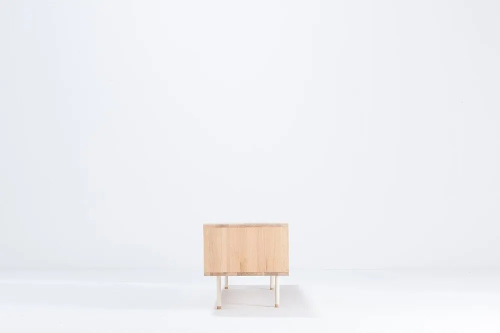 Mobile TV bianco-color legno naturale in legno di quercia 200x48 cm Fina - Gazzda