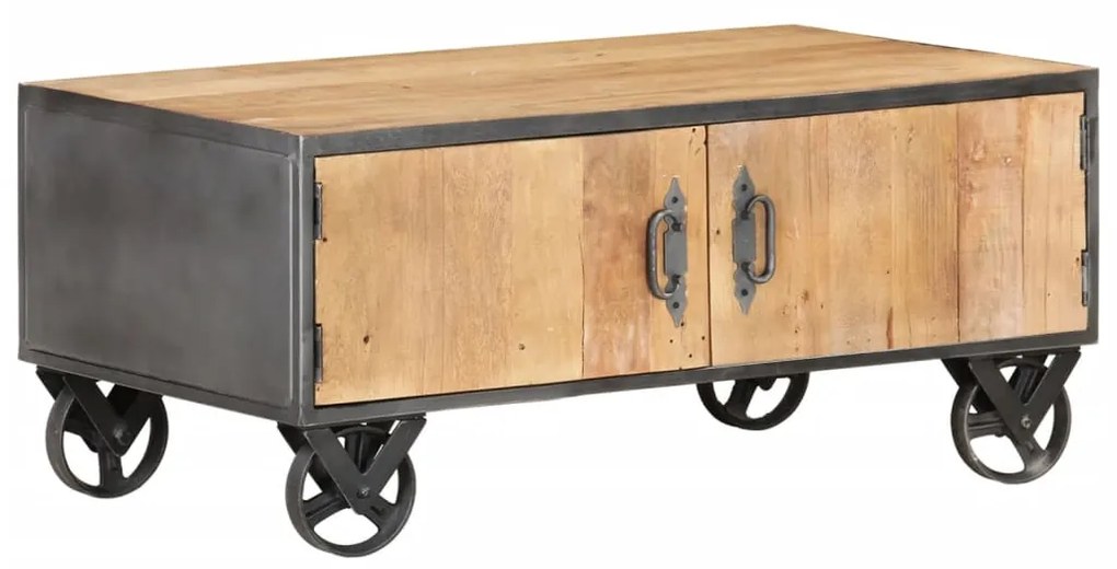 Tavolino Da Salotto 90x50x39 Cm İn Legno Massello Di Recupero /