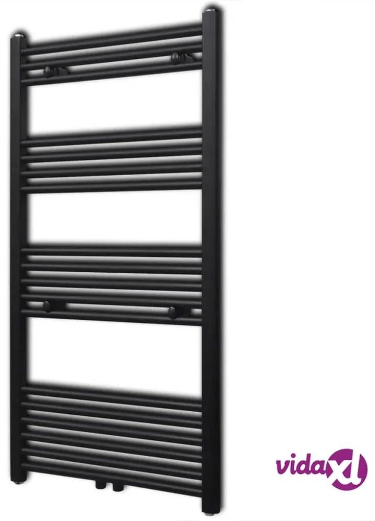 vidaXL Radiatore Centrale Portasciugamano Dritto Nero 600 x 1160 mm