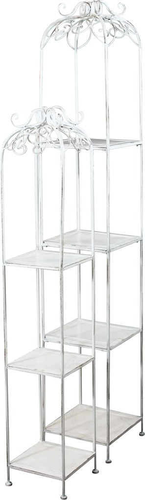 set di 2 scaffali stile provenzale in ferro verniciato g.27x27x162/p.22x22x125