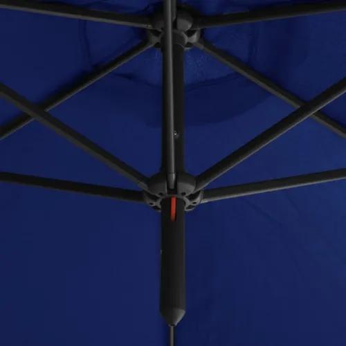 Ombrellone Doppio con Palo in Acciaio Azzurro 600 cm
