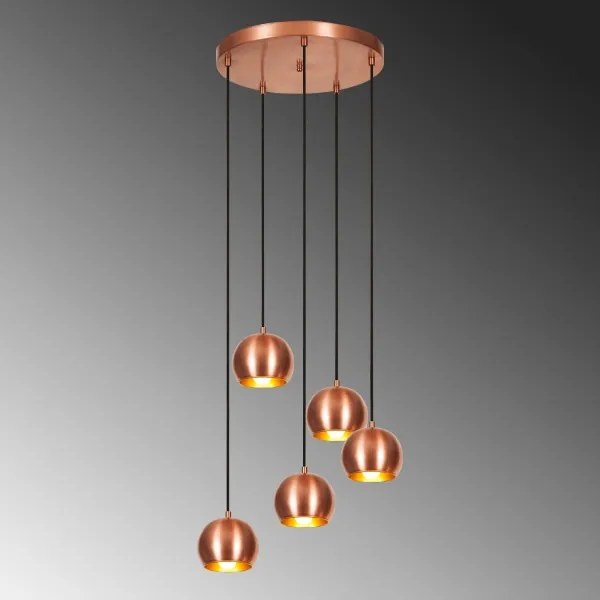 Lampadario a sospensione con filo SIVANI 5xE27/40W/230V rame