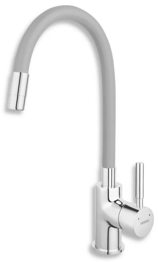 FERRO - Rubinetto per lavello con braccio flessible cromo lucido/grigio