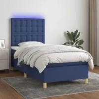 Letto a Molle con Materasso e LED Blu 90x190 cm in Tessuto 3135723