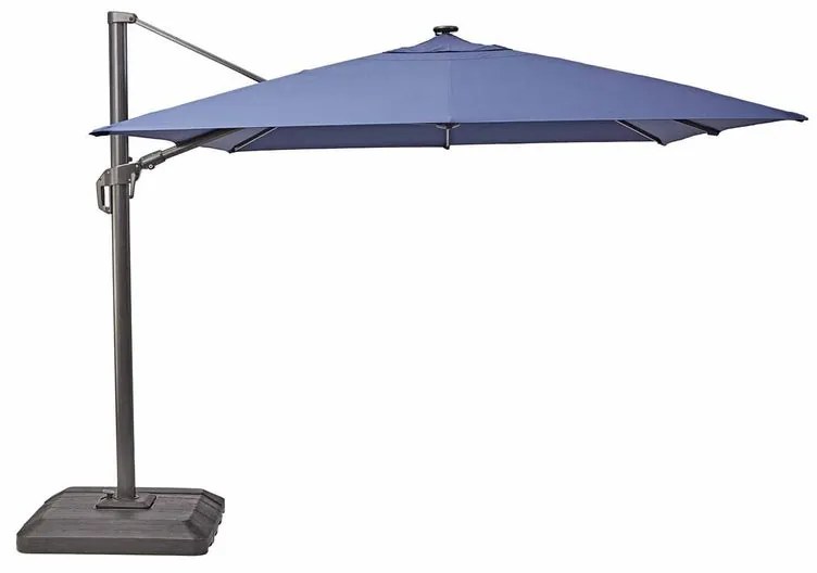 Ombrellone decentrato grigio SONORA II NATERIAL L 282 x 391 cm con telo blu