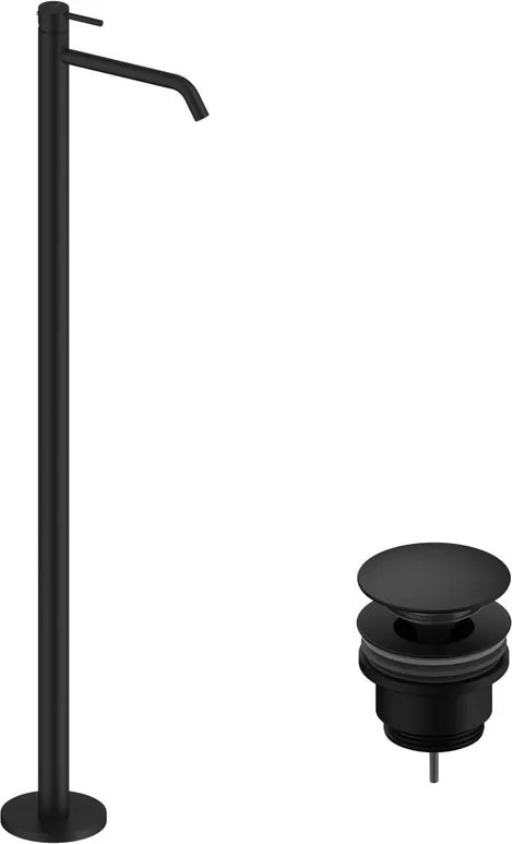 Rubinetto per lavabo centrostanza LOOP nero spazzolato opaco SANYCCES con piletta